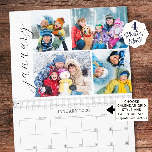 Eenvoudige Fotocollage 4 Per Maand Script Agenda Kalender