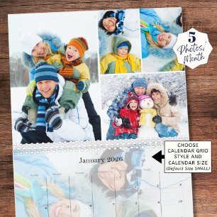 Eenvoudige Fotocollage 5 Per Maand Aangepast Kalender