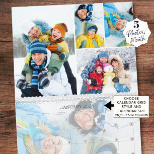 Eenvoudige fotocollage 5 per maand aangepast kalender