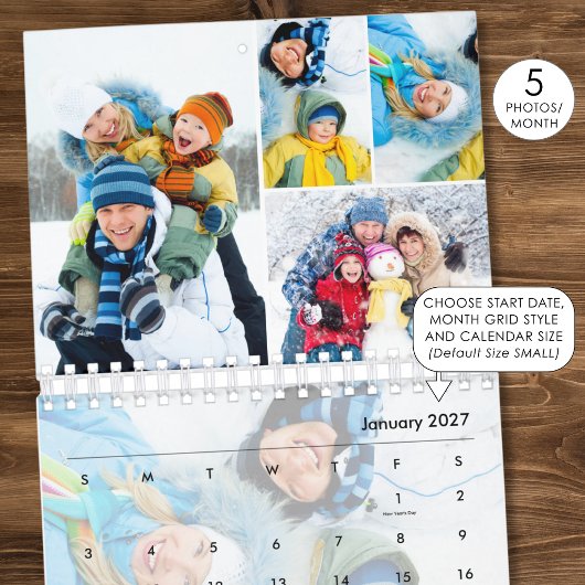 Eenvoudige fotocollage 5 per maand aangepast kalender
