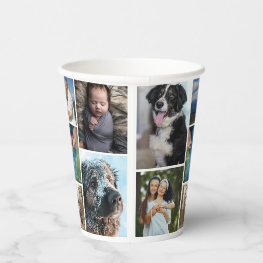 Eenvoudige fotocollage 7 foto's herhaald papieren bekers (Rechts)