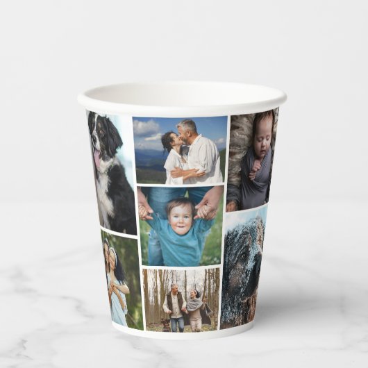Eenvoudige fotocollage 7 foto's herhaald papieren bekers (Voorkant)