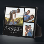 Eenvoudige fotocollage beste papa ooit aandenken fotoplaat<br><div class="desc">Eenvoudige en unieke vaderdag foto keepsake plaque met 3 foto's van jou met een typografie tekst gemengd met script en serif tekst hieronder die zegt "beste vader ooit."</div>