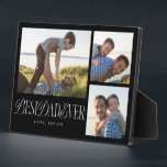 Eenvoudige fotocollage beste papa ooit aandenken fotoplaat<br><div class="desc">Eenvoudige en unieke vaderdag foto keepsake plaque met 3 foto's van jou met een typografie tekst gemengd met script en serif tekst hieronder die zegt "beste vader ooit."</div>