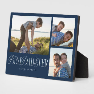 Eenvoudige fotocollage beste papa ooit marineblauw fotoplaat