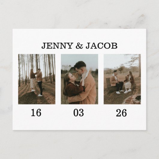 Eenvoudige fotocollage datums Opslaan van de datum Briefkaart (Voorkant)