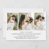 Eenvoudige fotocollage Elegante bruiloft Kaart (Voorkant)