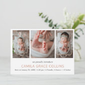 Eenvoudige fotocollage Elegante moderne geboorte Aankondiging (Staand voorkant)