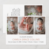 Eenvoudige fotocollage Elegante moderne geboorte Aankondiging (Voorkant / Achterkant)