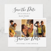 Eenvoudige Fotocollage Elegante Script Bewaar De D Aankondigingskaart (Voorkant / Achterkant)