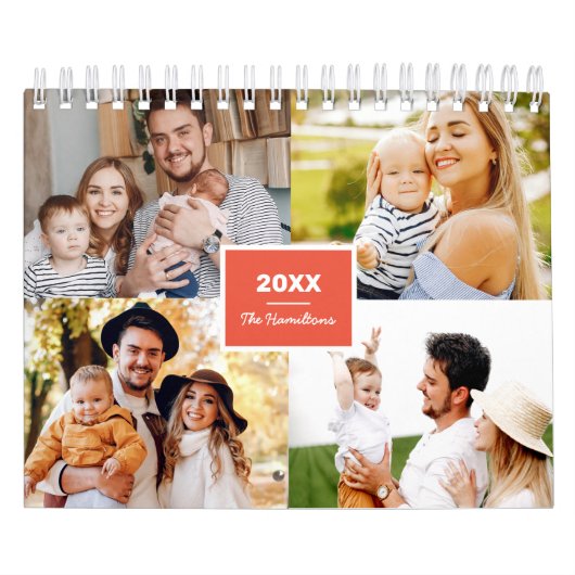 Eenvoudige fotocollage familie 2022 kalender (Hoes)