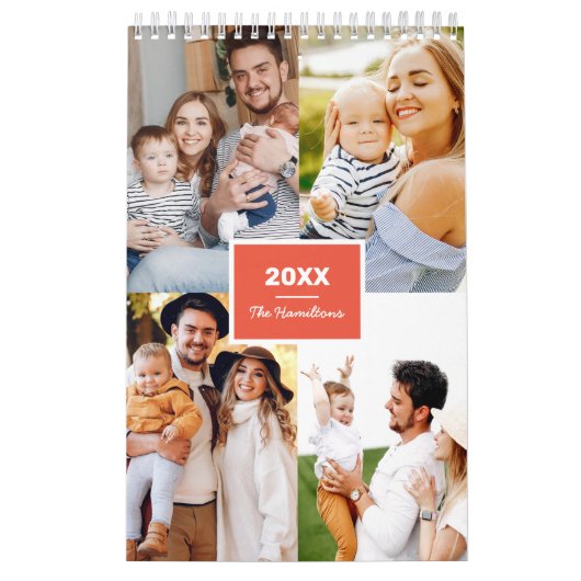 Eenvoudige fotocollage familie 2022 kalender (Hoes)