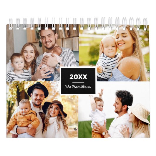 Eenvoudige fotocollage familie 2022 kalender (Hoes)
