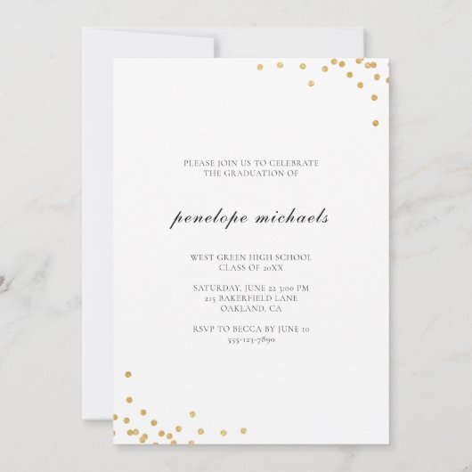 Eenvoudige fotocollage Faux Gold afstudeerfeest Kaart (Achterkant)
