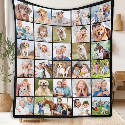 Eenvoudige Fotocollage Gepersonaliseerd 30 Afbeeld Fleece Deken