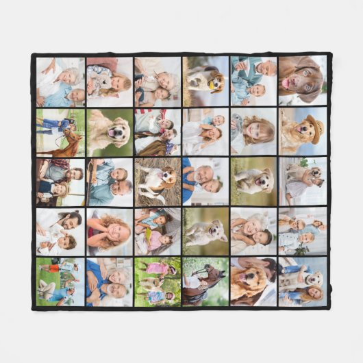 Eenvoudige Fotocollage Gepersonaliseerd 30 Afbeeld Fleece Deken (Voorkant (Horizontaal))