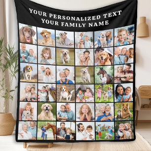 Eenvoudige Fotocollage Gepersonaliseerde 36 Afbeel Fleece Deken