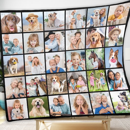Eenvoudige Fotocollage Gepersonaliseerde Multi 30  Fleece Deken