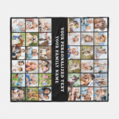 Eenvoudige Fotocollage Gepersonaliseerde Zwart 36 Fleece Deken (Voorkant (Horizontaal))