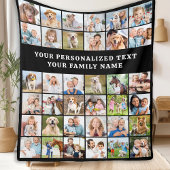 Eenvoudige Fotocollage Gepersonaliseerde Zwart 36 Fleece Deken