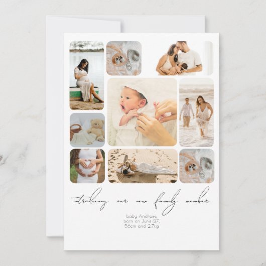 Eenvoudige fotocollage Introductie van pasgeboren  Bedankkaart (Voorkant)