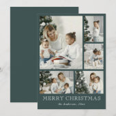 Eenvoudige Fotocollage Kerst Donker Bos Groen Feestdagenkaart (Voorkant / Achterkant)