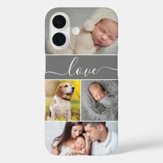 Eenvoudige fotocollage Love script Custom Case-Mate iPhone Case (Achterkant)