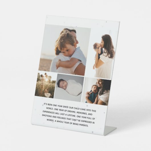 Eenvoudige fotocollage met aangepaste bericht reclamebord met voetstuk (Voorkant)