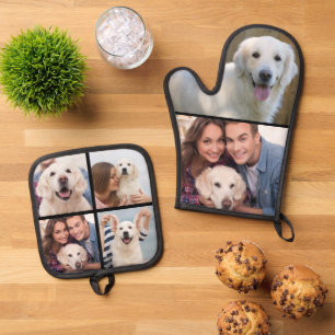 Eenvoudige fotocollage Mitt 2 Potholder 4 Ovenwant & Pannenlap Set
