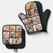 Eenvoudige fotocollage Mitt 7 Potholder 9 Ovenwant & Pannenlap Set (Voorkant / Achterkant)