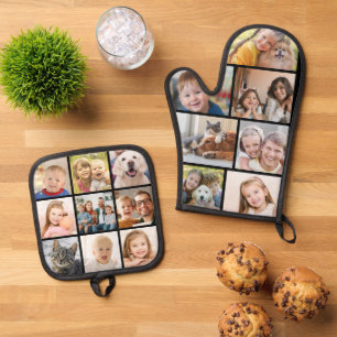 Eenvoudige fotocollage Mitt 7 Potholder 9 Ovenwant & Pannenlap Set
