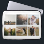 Eenvoudige fotocollage Modern Laptop Sleeve<br><div class="desc">Moderne laptophoes met een eenvoudig en minimaal wit ontwerp met een fotocollage van zes van uw favoriete trouwende afbeeldingen. Deze elegante laptop is perfect voor een nieuw bruid.</div>