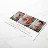 Eenvoudige fotocollage Moderne geboorte aankondigi Folie Uitnodiging (Gedraaid)