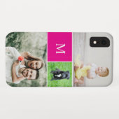 Eenvoudige fotocollage monogram familie magenta ro Case-Mate iPhone case (Achterkant (horizontaal))