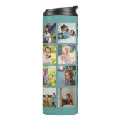 Eenvoudige fotocollage monogrammed aandenken groen thermosbeker (Gedraaid links)