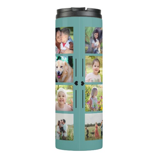 Eenvoudige fotocollage monogrammed aandenken groen thermosbeker (Achterkant)
