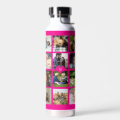 Eenvoudige fotocollage monogrammed aandenken roze waterfles (Links)