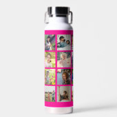 Eenvoudige fotocollage monogrammed aandenken roze waterfles (Voorkant)