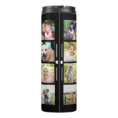 Eenvoudige fotocollage monogrammed aandenken zwart thermosbeker (Achterkant)