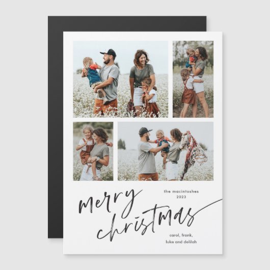 Eenvoudige fotocollage Script Merry Christmas Magn (Voorkant / Achterkant)