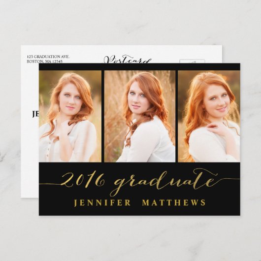 Eenvoudige fotocollage | Uitnodiging voor afstudee (Voorkant / Achterkant)