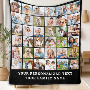 Eenvoudige Fotocollage Zwart Gepersonaliseerde 36  Fleece Deken