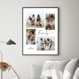 Eenvoudige fotocollage zwart-wit familie poster