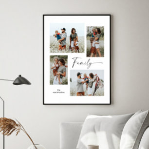 Eenvoudige fotocollage zwart-wit familie poster