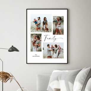 Eenvoudige fotocollage zwart-wit familie poster