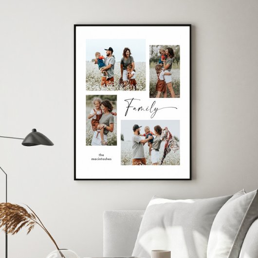Eenvoudige fotocollage zwart-wit familie poster
