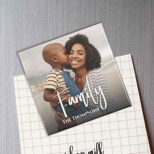 Eenvoudige fotofamilie kalligrafie script overlay magneet