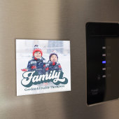 Eenvoudige fotofamilie retro typografie magneet