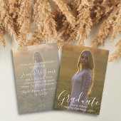 eenvoudige fotograduatie party witte kalligrafie kaart