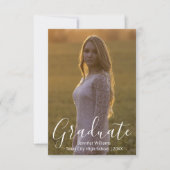 eenvoudige fotograduatie party witte kalligrafie kaart (Voorkant)